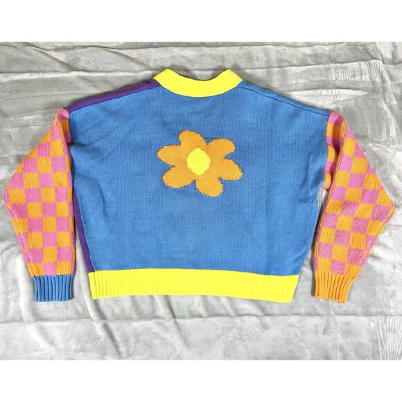 Lazy Oaf Flower Garden M Cardigan Sweater Colorful Quirky 90s Rave Vibe RARE - Picture 7 of 16